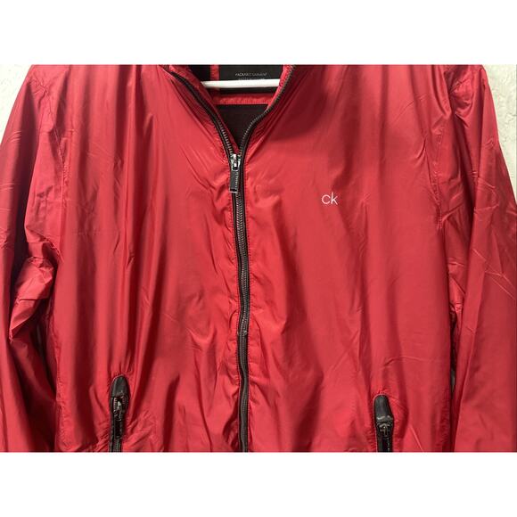 Calvin Klein Mens Water Resistant Packable Jacket, Size Medium Red - Picture 6 of 8